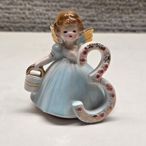 Vintage Josef Originals Birthday Girl Angel Age 3 Blue Dress Ceramic Figurine